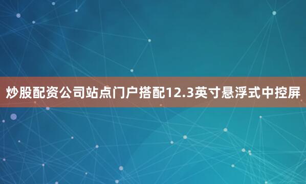炒股配资公司站点门户搭配12.3英寸悬浮式中控屏